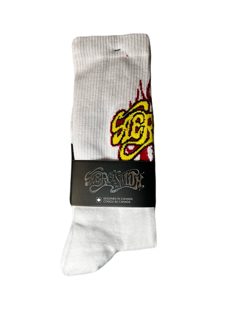 Aerosmith White Crew Socks with Flame Logo